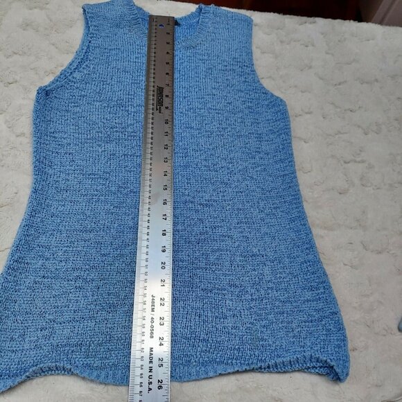 Paraphrase Womens Blue Knitted Tank Top & Button Front Cardigan Sweater Set of 2 - Picture 5 of 10